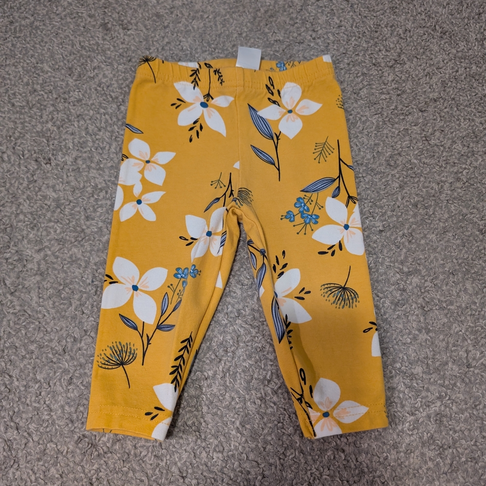 3 For $12 Carter's Yellow Floral Kids Leggings - Picture 2 of 4